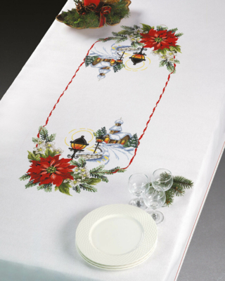 Kirjontasetti Joulutähdet / lyhdyt 140x230 cm