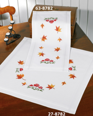 Kirjontasetti Sienet ja lehdet 40x80 cm