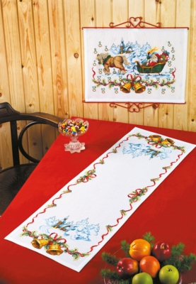 Kirjontasetti Kellot/kirkko 35x101cm