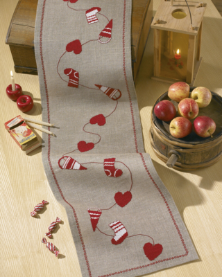 Kirjontasarja Joululiina Luonnonvärinen 33 x 116 cm