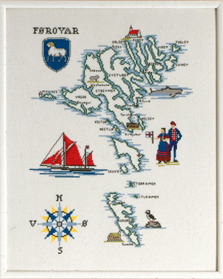 Kirjontakitti Färsaaret 37 x 46 cm