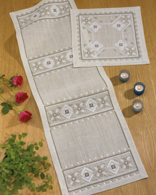 Kirjontasarja Beige/Valkoinen 36x111cm