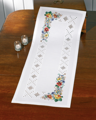 Kirjontasarja Hardanger/kukat 39 x 102 cm