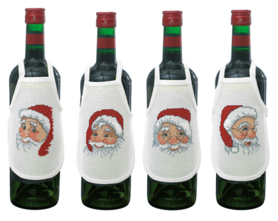 Kirjontapaketti 4 tonttupäätä 10 x 15 cm