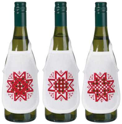 Kirjontapaketti Hardanger tähti punainen 3 kpl 10 x 15 cm