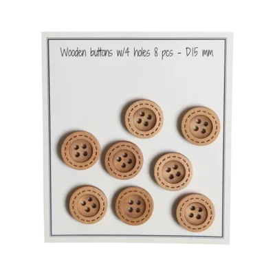 Go Handmade Puunapit tikkauksilla (8 kpl): 15 mm