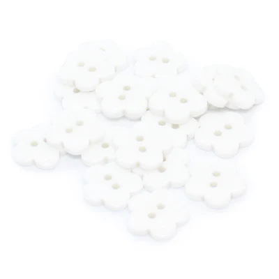 HobbyArts Muoviset napit Valkoinen kukka, 15mm, 20 kpl
