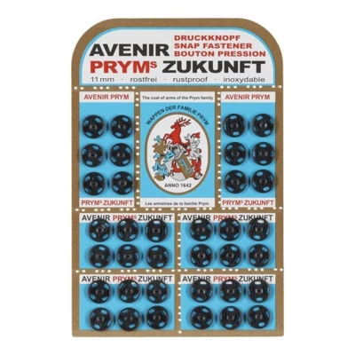 Prym Push Buttons Musta 11 mm, 36 kpl