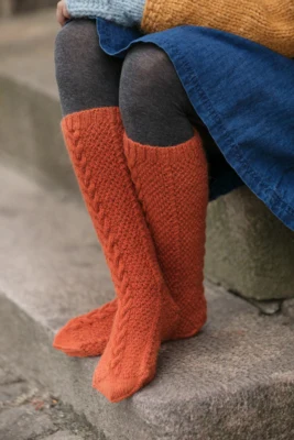 DSA69-17 Nomme sukat poltettu oranssi