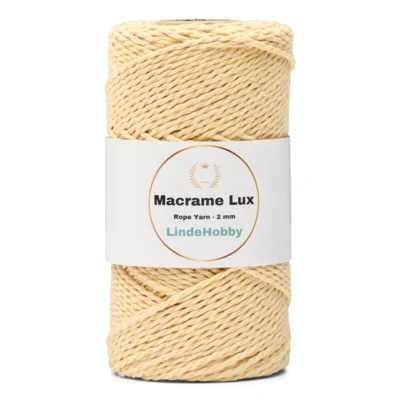 LindeHobby Macrame Lux, Rope Yarn, 2 mm 08 Vaaleankeltainen