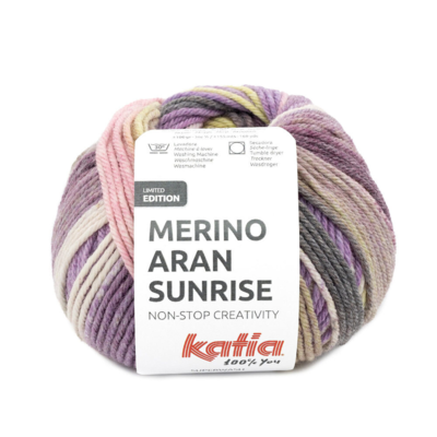 Katia Merino Aran Sunrise 304 Violetti-Rosa-Kellertävänvihreä