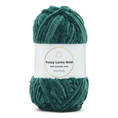 LindeHobby Fuzzy Chenille Gold Lurex 46 Ankanvihreä