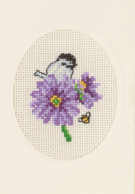 Kirjontapakkaus Kukkapostikortti violetti 9 x 13 cm