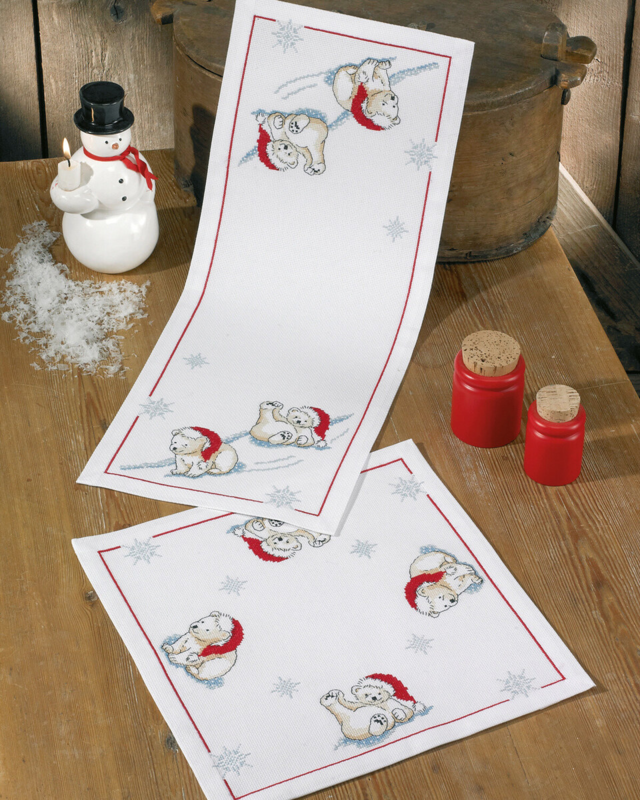 Kirjontasarja Jääkarhut liukkaalla jäällä 24 x 62 cm