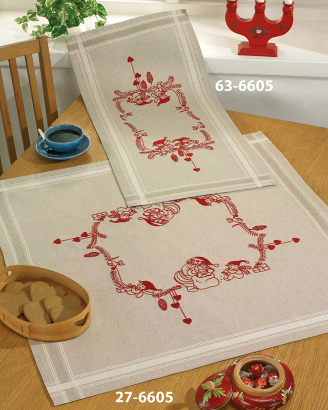 Kirjontasetti Pienet tontut 40 x 80 cm