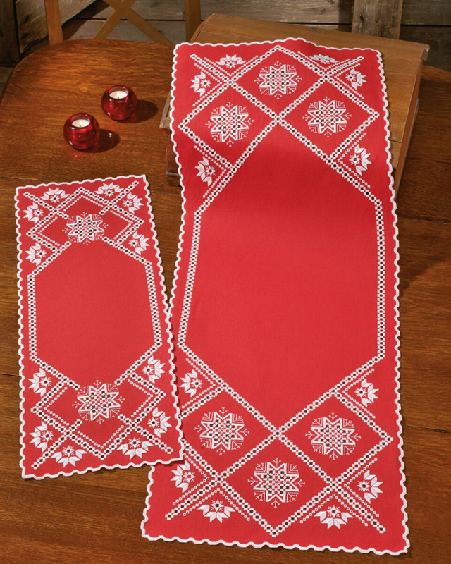 Hardanger-lumihiutale-kirjontapaketti 27 x 68 cm