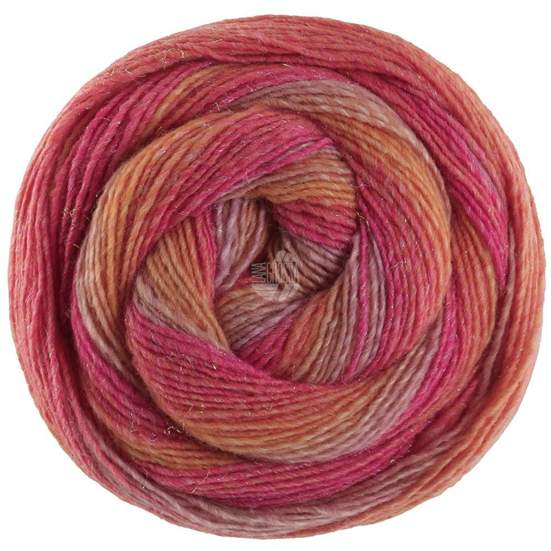 Lana Grossa Gomitolo Gala 4032 Harmaavioletti/vaaleanpunainen/tomaatinpunainen/oranssinkeltainen