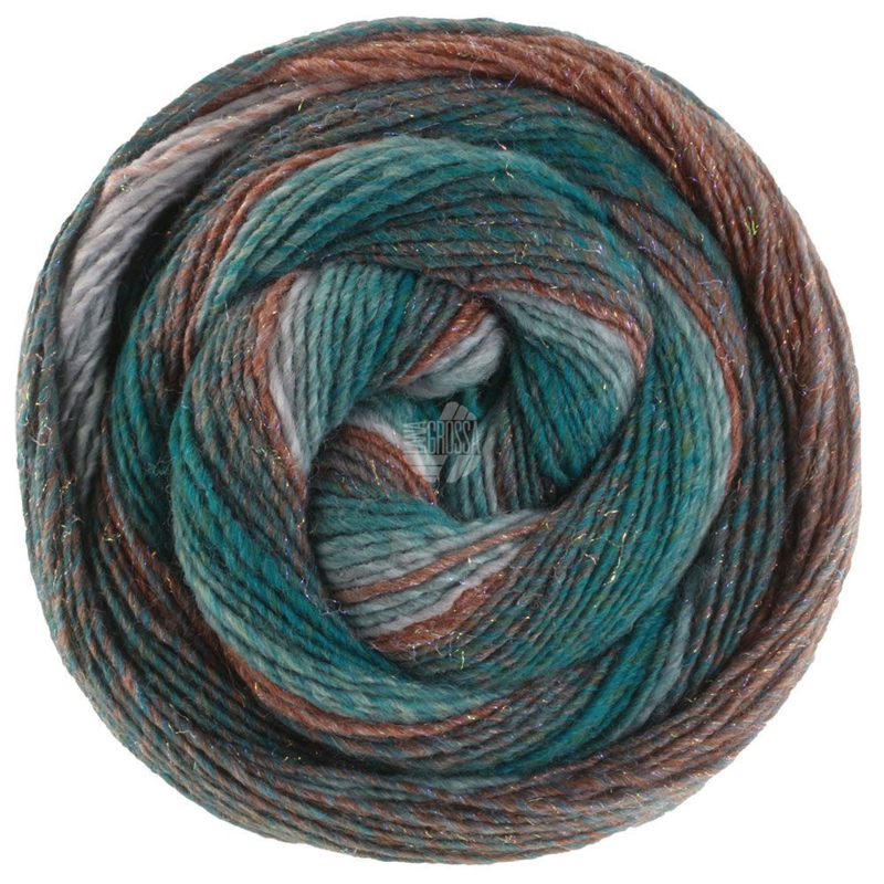 Lana Grossa Gomitolo Gala 4036 Maron/petroli/meren vihreä/harmaanvihreä/vaaleanharmaa