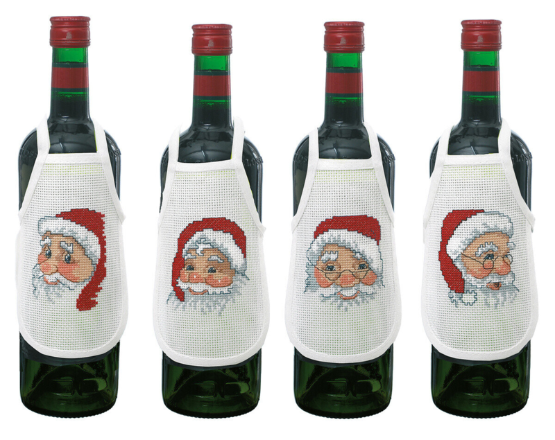 Kirjontapaketti 4 tonttupäätä 10 x 15 cm