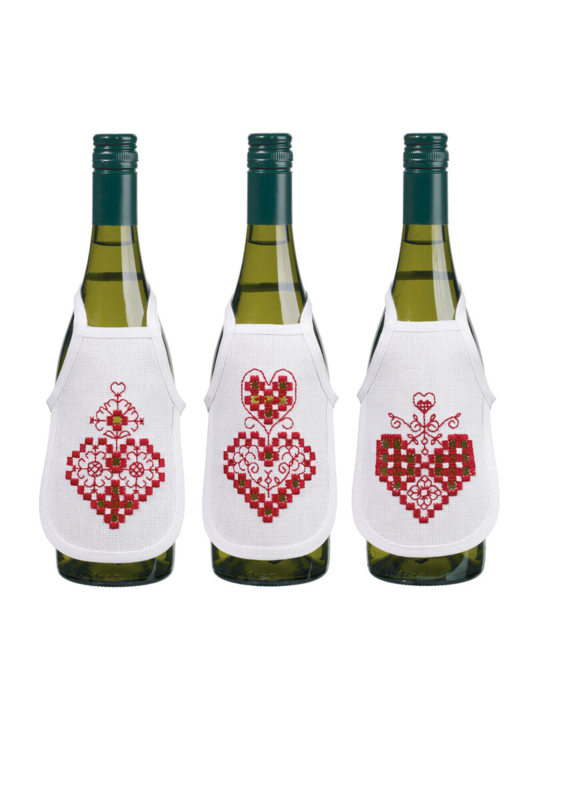 Kirjontapaketti Hardanger sydän 10 x 15 cm