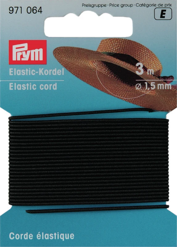 Prym Elastic Pyöreä, musta, 1,5 mm