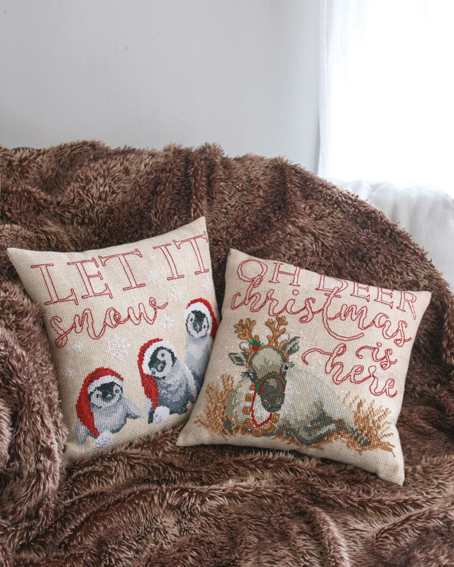 Kirjontapaketti Let it snow 40 x 40 cm