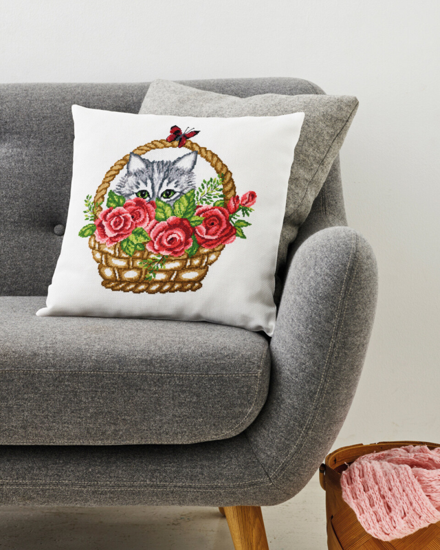 Kirjontapaketti Kori & kissa 39 x 39 cm