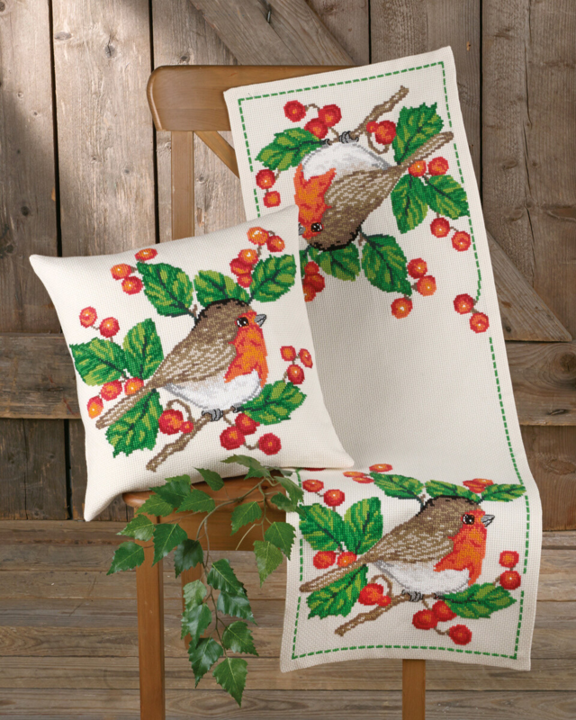 Kirjontasetti Punarinta 40x40 cm