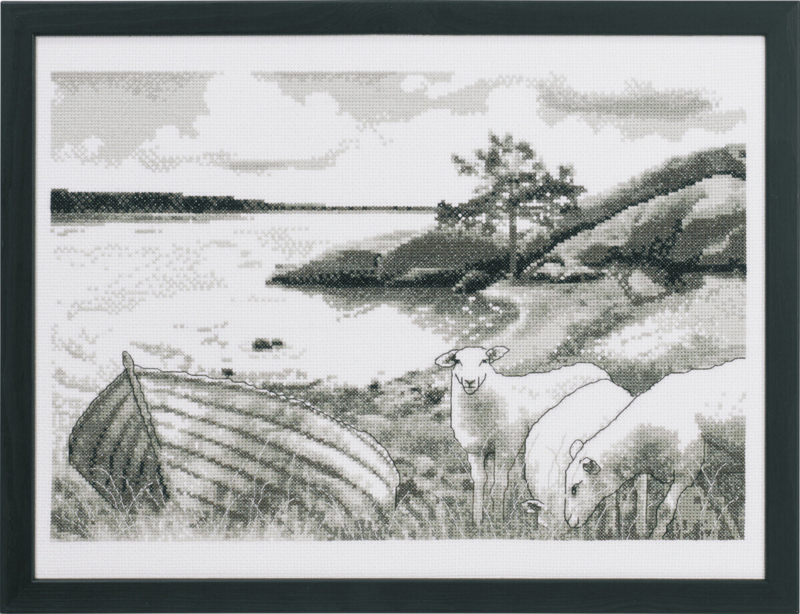 Kirjontasetti Meren äärellä 40 x 30 cm