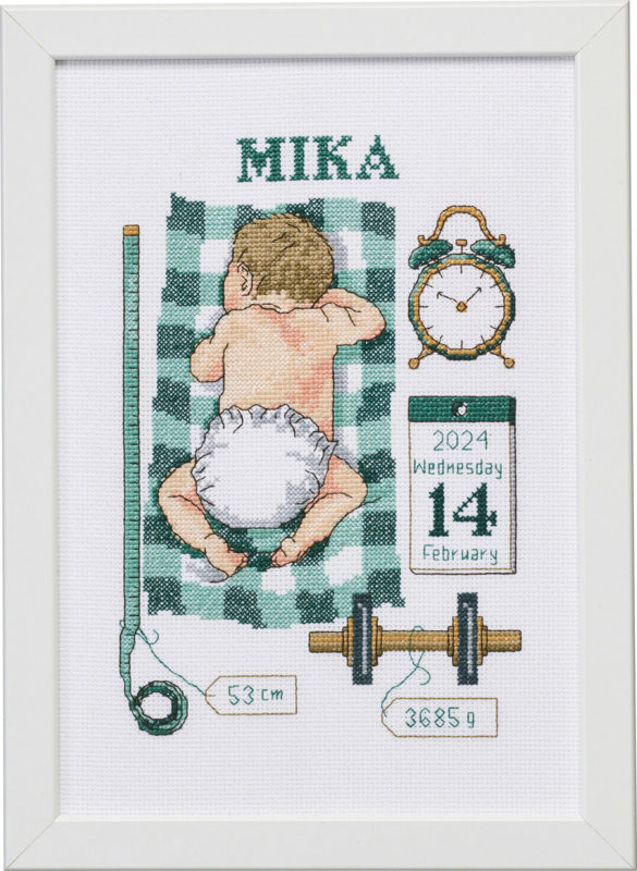 Kirjontapaketti Kaste muistoksi Mika 21 x 30 cm