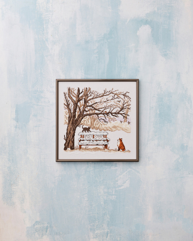 Kirjontapakkaus Talvikettu 30 x 30 cm