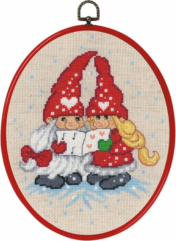 Kirjontasarja Tonttupari laulaa 20 x 26 cm