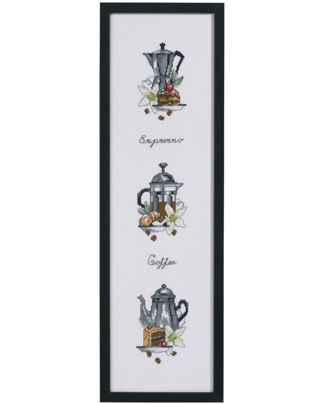 Kirjontasarja Kolme kahvipannua 15 x 55 cm