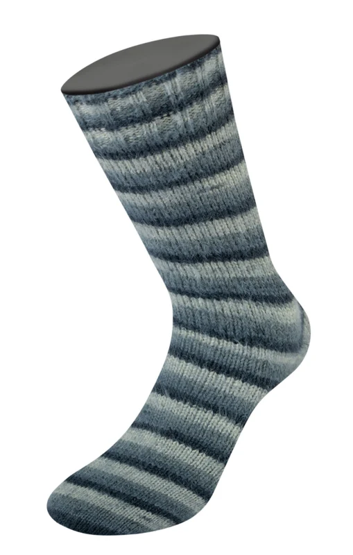 Lana Grossa Cosy Socks Soft Stripes 104 Antrasiitti/tummanharmaa/hiirenharmaa/vaaleanharmaa