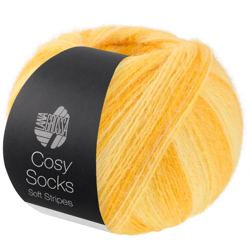 Lana Grossa Cosy Socks Soft Stripes 111 Keltainen/munankeltuainen/sahraminkeltainen