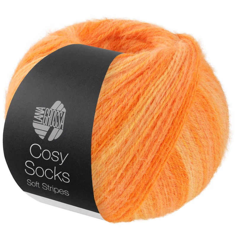 Lana Grossa Cosy Socks Soft Stripes 112 Vaaleanoranssi/mandariini/oranssi