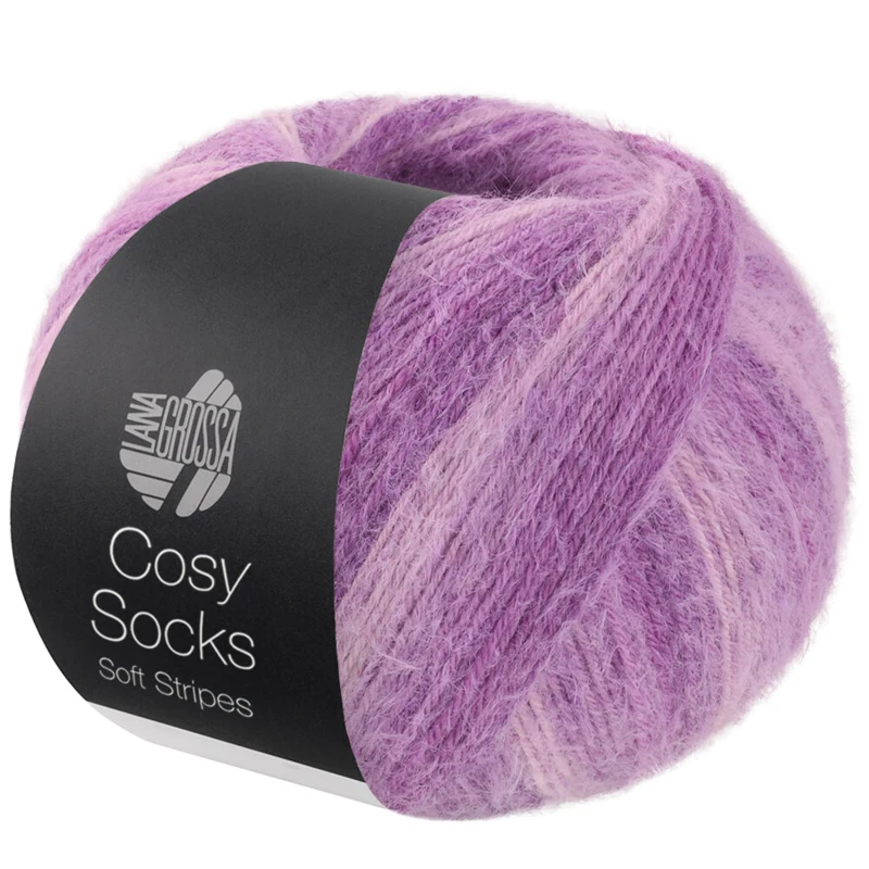 Lana Grossa Cosy Socks Soft Stripes 114 Vaaleanliila/liila/violetti