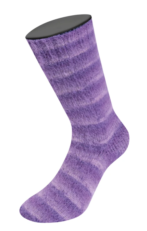 Lana Grossa Cosy Socks Soft Stripes 114 Vaaleanliila/liila/violetti