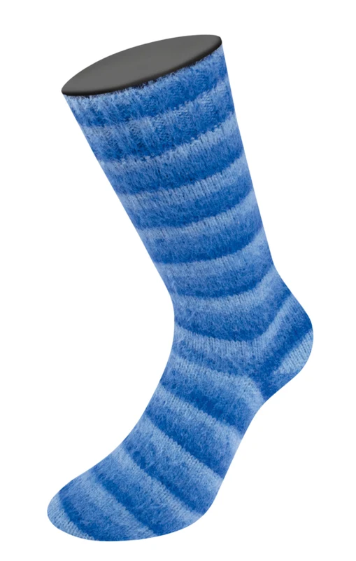 Lana Grossa Cosy Socks Soft Stripes 109 Vaaleansininen/taivaansininen/sininen/laivastonsininen