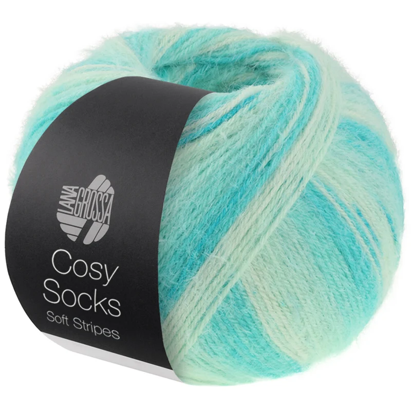 Lana Grossa Cosy Socks Soft Stripes 102 Jade/vaaleanvihreä/valkovihreä/murtovalkoinen