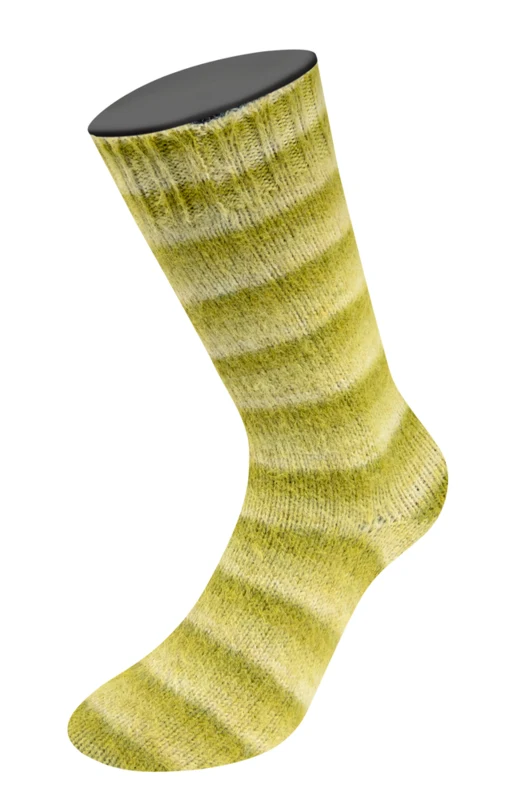 Lana Grossa Cosy Socks Soft Stripes 116 Limetti/pistaasi/vaalea oliivi