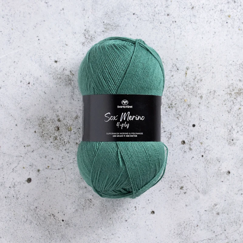 Svarta Fåret Sox Merino 4 ply 01 Sinivihreä muste