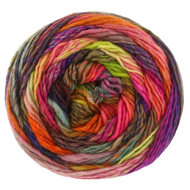 Lana Grossa Colorissimo 219 Harmaa/Tummanruskea/Violetti/Punavioletti/Oranssi/Punainen/Keltainen/Vaaleanvihreä/Vaaleanpunainen/Mintunharmaa/Koralli