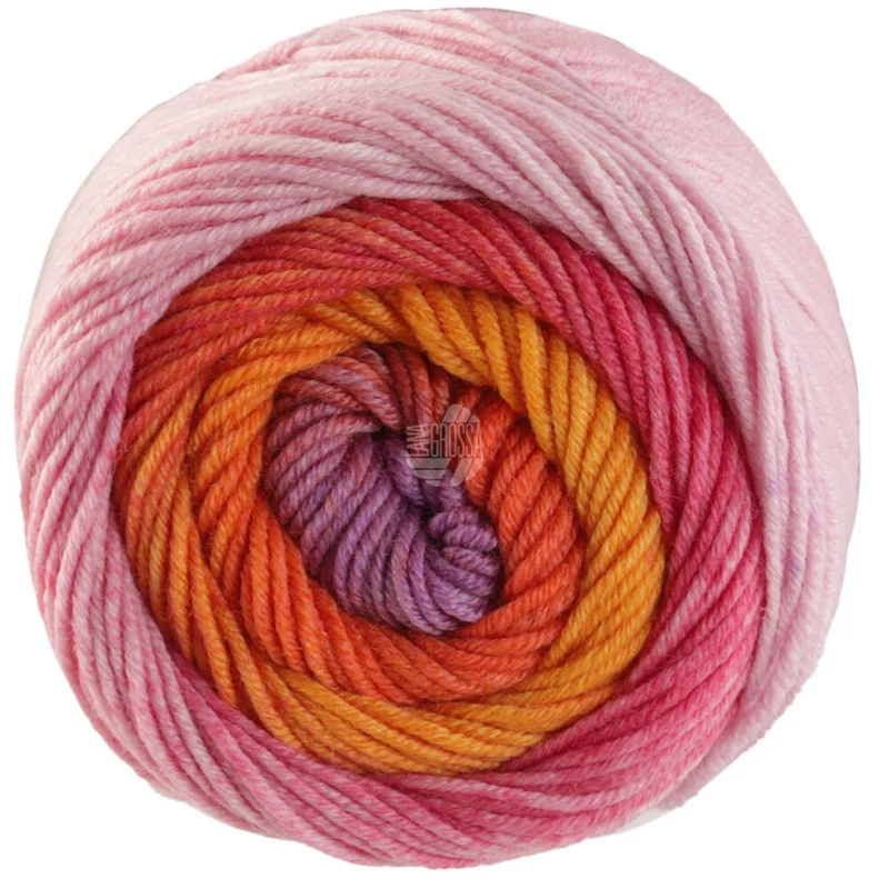 Lana Grossa Cool Wool Big Color 4039 Pinkki/oranssi/hiekankeltainen/ruoste/harmaanliila
