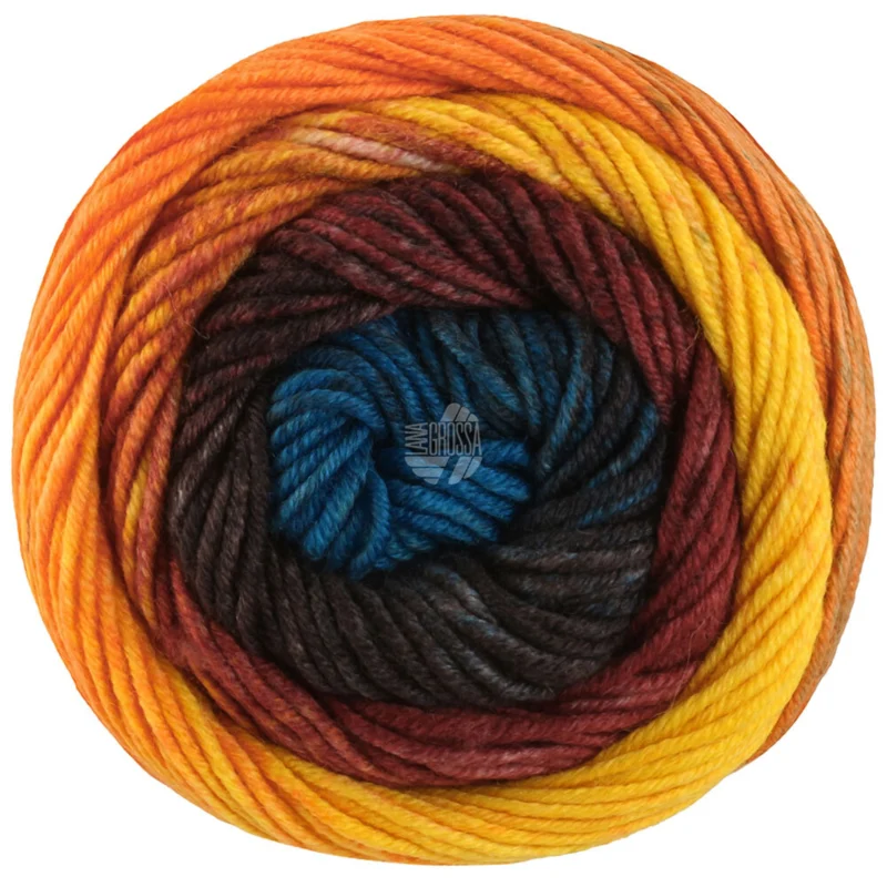 Lana Grossa Cool Wool Big Color 4046 Tummanpunainen/antrasiitti/tummanharmaa/turkoosinsininen/oranssi/keltainen/nougat