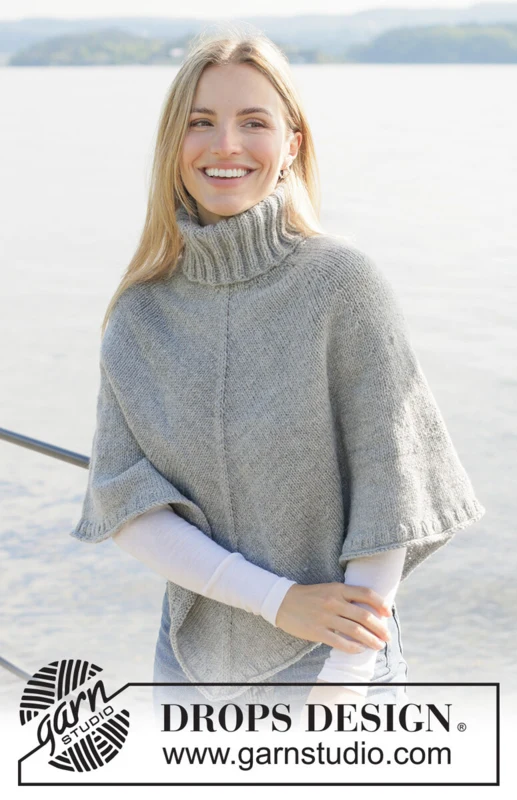 271-28 Hazy Sky Poncho by DROPS Design