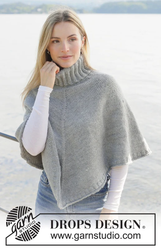 271-28 Hazy Sky Poncho by DROPS Design
