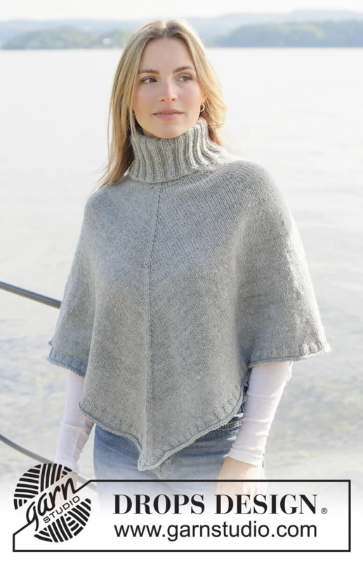 271-28 Hazy Sky Poncho by DROPS Design