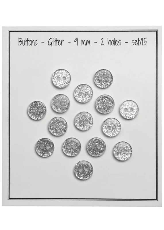 Go Handmade Glitter-napit 9 mm Hopea