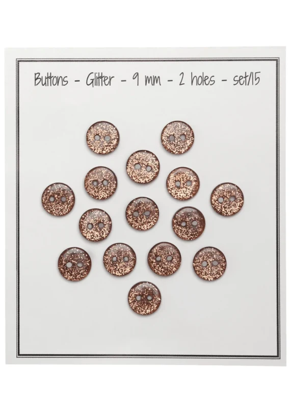 Go Handmade Glitter-napit 9 mm Kuparinruskea